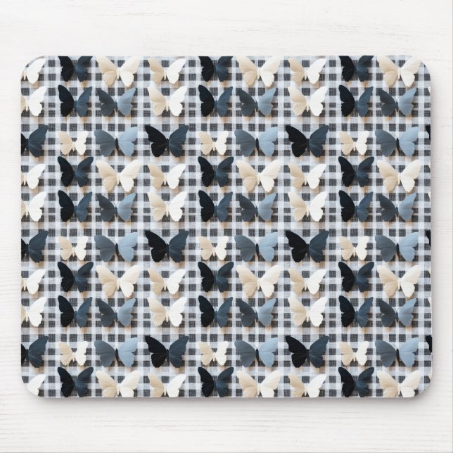 Elegant Butterfly Grid Pattern Mouse Mat (Front)