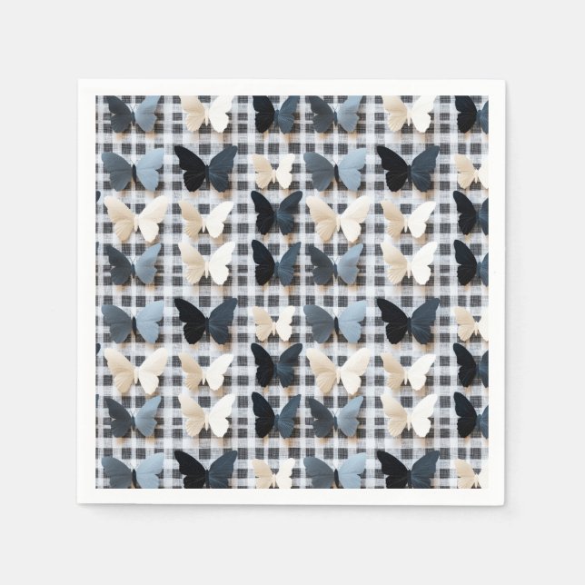 Elegant Butterfly Grid Pattern Napkin (Front)