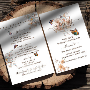 Elegant Butterfly Groovy Art Bachelorette Weekend Invitation
