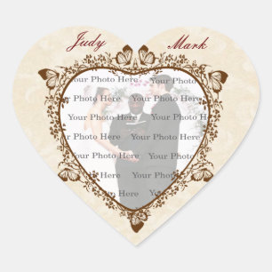 Elegant Butterfly Heart Photo Stickers