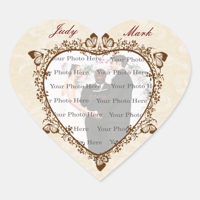 Elegant Butterfly Heart Photo Stickers (Front)