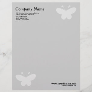 Elegant Butterfly - Light Grey Customized Letterhead