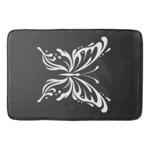 Elegant Butterfly Line Art Floral Aesthetic Design Bath Mat