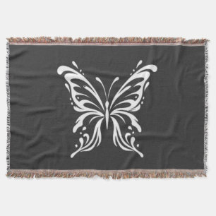 Elegant Butterfly Line Art Floral Aesthetic Design Throw Blanket