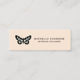 Elegant Butterfly Logo Professional Peach Tan Mini Business Card