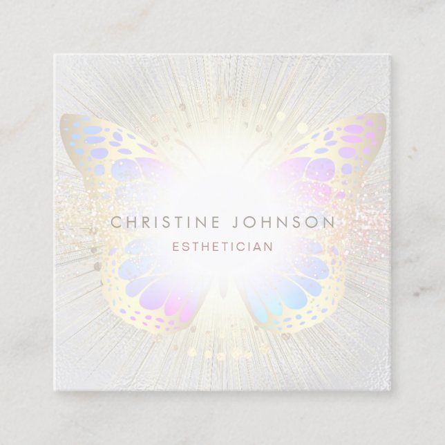 elegant butterfly logo square business card (Front)