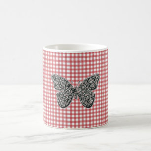 Elegant Butterfly On Red Gingham Coffee Mug