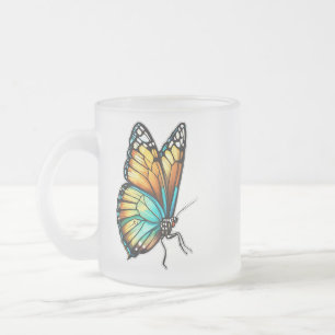 Elegant Butterfly Outline Frosted Glass Mug - 10 o