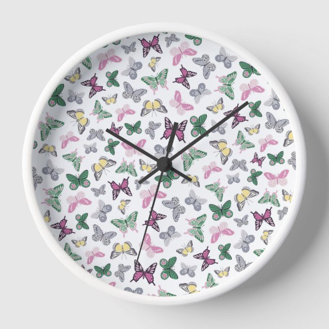 Elegant Butterfly Pattern Clock (Front)
