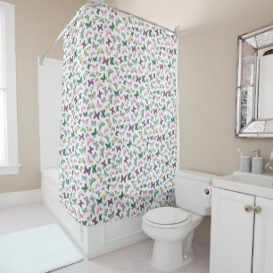 Elegant Butterfly Pattern Shower Curtain