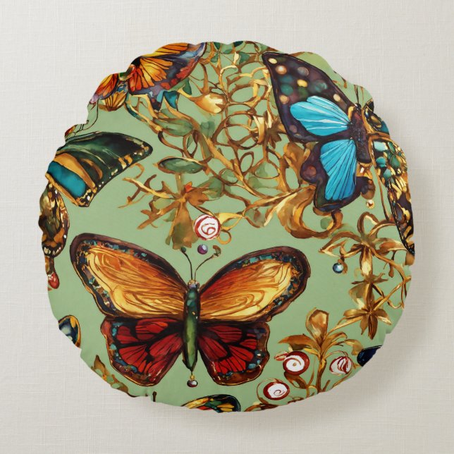 Elegant Butterfly Pillow Designs: Nature's Beauty  (Front)