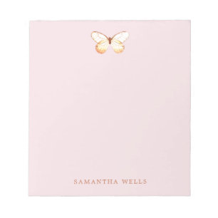 Elegant Butterfly Pink Personalised  Notepad