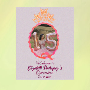 Elegant Butterfly Princess Tiara Crown Quinceanera Tapestry