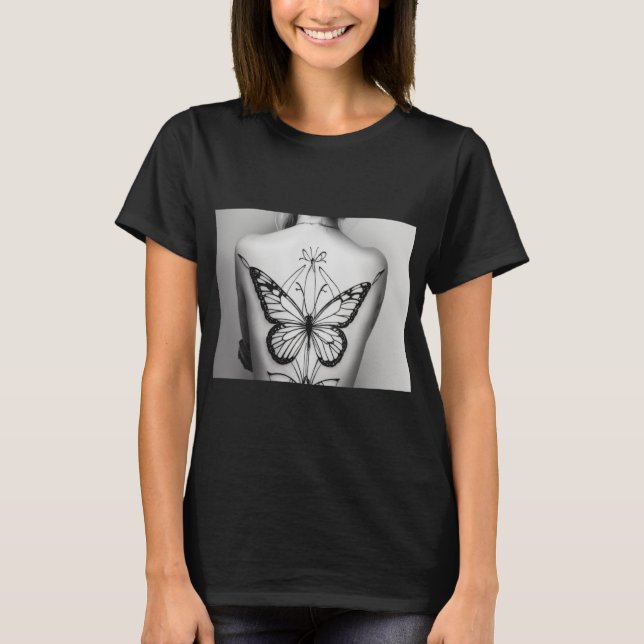 "Elegant Butterfly Print Women's Basic T-Shirt" T-Shirt (Front)
