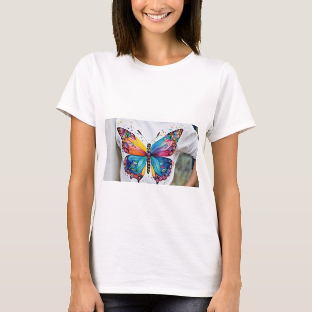"Elegant Butterfly Print Women's Basic T-Shirt" T-Shirt (Front)