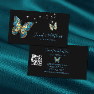 Elegant Butterfly QR Code Script Business Card