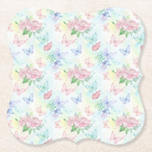 Elegant Butterfly Seamless Print Paper Coaster