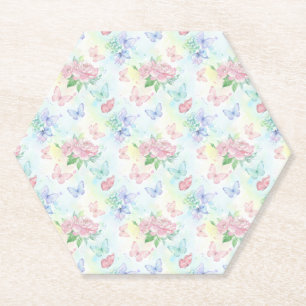 Elegant Butterfly Seamless Print Paper Coaster