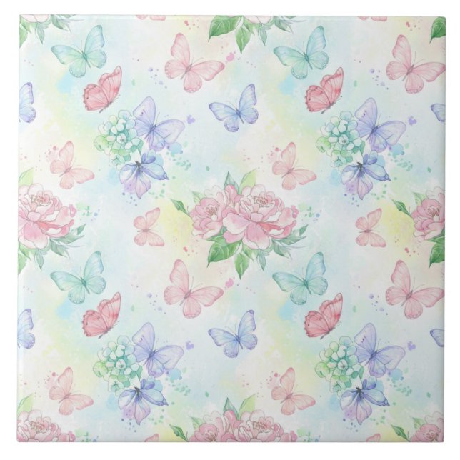 Elegant Butterfly Seamless Print Tile (Front)
