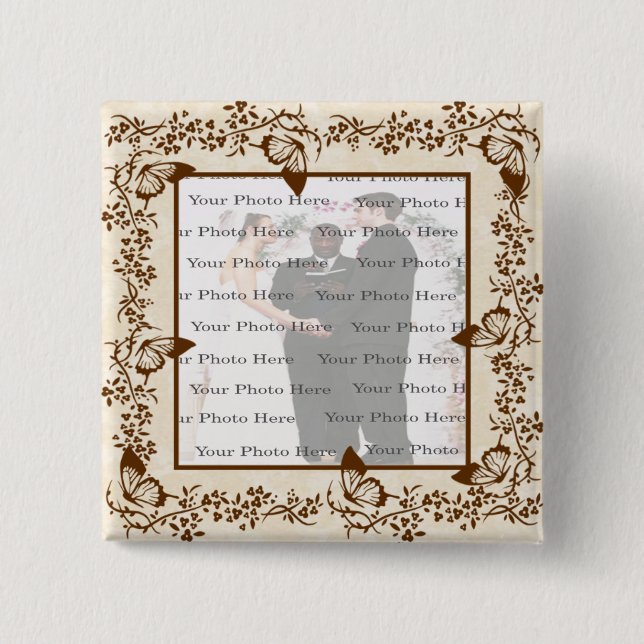 Elegant Butterfly Square Button (Front)