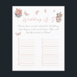 Elegant Butterfly Tea Floral Bridal Shower Game<br><div class="desc">Elegant He Gives Me Butterflies themed Blush Pink and Grey Wild Flowers and Butterflies and Cups Watercolor Floral High Tea Brunch Bridal Shower Party Funny Wedding Alphabet Game Card</div>