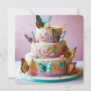 ELEGANT BUTTERFLY THEMED BIRTHDAY CAKE CARD