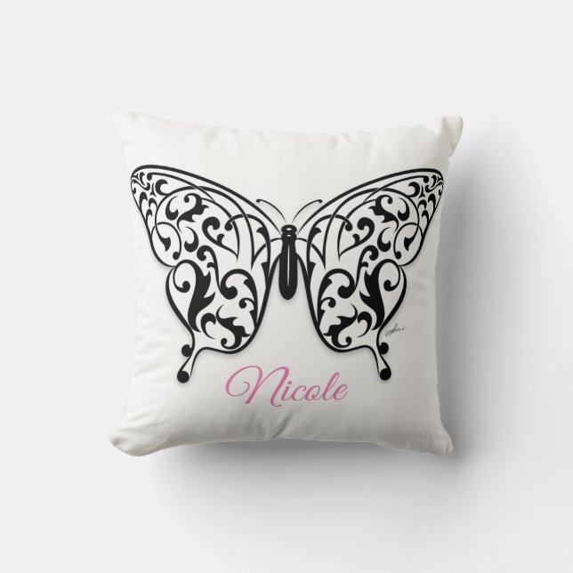 Elegant Butterfly Throw Pillow Design by Eksi (Front)
