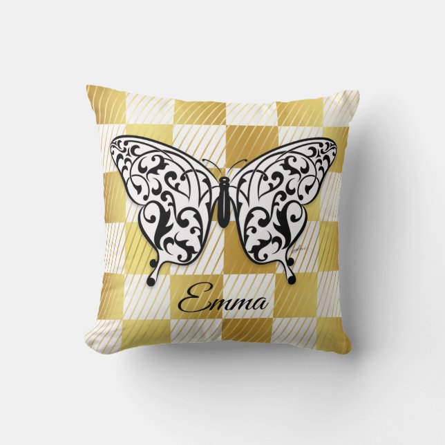 Elegant Butterfly Throw Pillow Design by Eksi (Front)