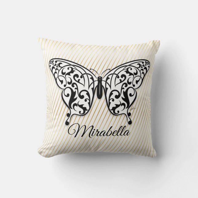 Elegant Butterfly Throw Pillow Design by Eksi (Front)