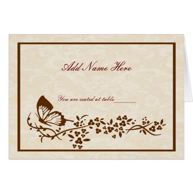 Elegant Butterfly Wedding Place Cards (Front Horizontal)