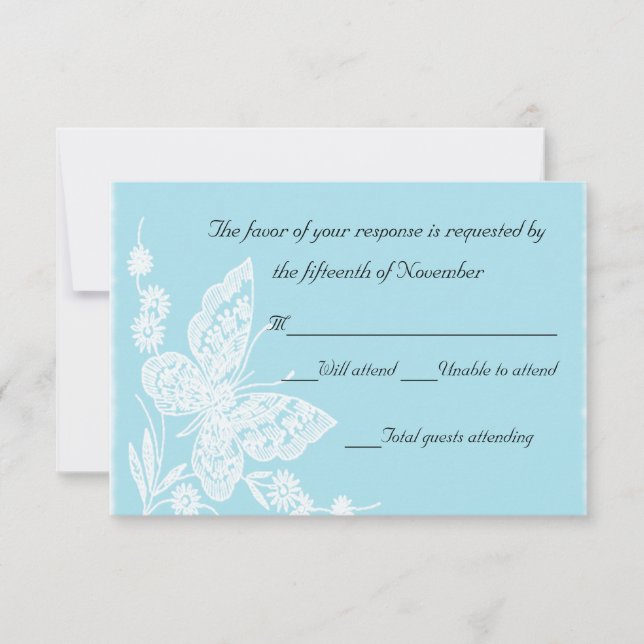 Elegant butterfly Wedding Response Card (Front)
