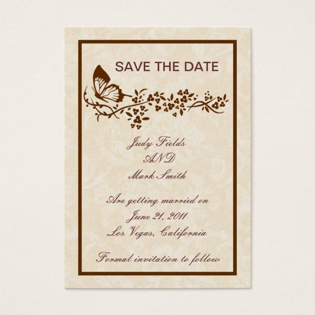 Elegant Butterfly Wedding Save The Date Card (Front)