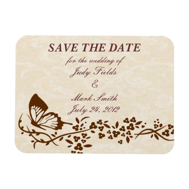 Elegant Butterfly Wedding Save The Date Magnet (Horizontal)
