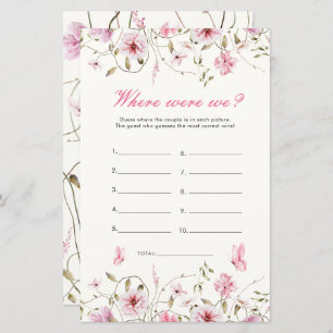 Elegant Butterfly Where Were We Bridal Shower Game