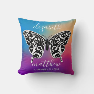 Elegant Buttterfly and Colourful Sunset Design Cushion