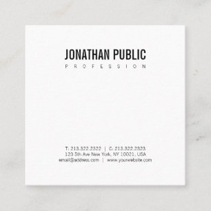 Elegant BW Plain Minimalist Design Chic Modern Square Business Card