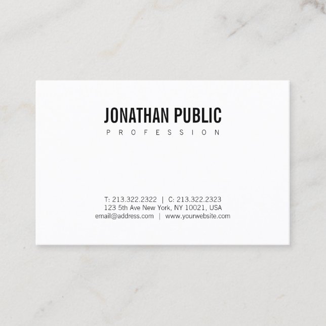 Elegant BW Plain Modern Minimalist Design Trendy Business Card (Front)