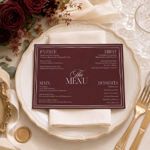 Elegant Cabernet Burgundy Minimalist Wedding Suite Menu