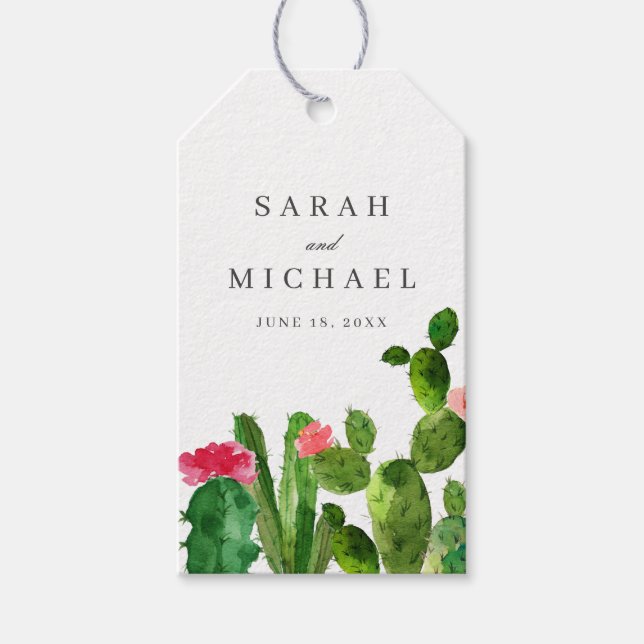 Elegant Cactus Garden | Wedding Gift Tags (Front)