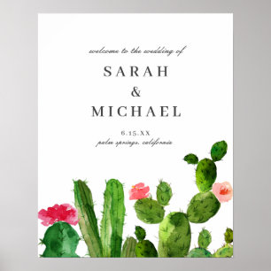 Elegant Cactus Garden   Wedding Welcome Poster