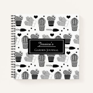 Elegant Cactus Pattern Personalised Garden Journal