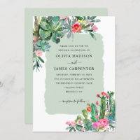 Elegant Cactus Succulent Greenery Floral Wedding