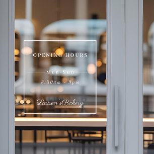 Elegant Cafe Bakery Boutique Shop Store Open Hours Window Cling