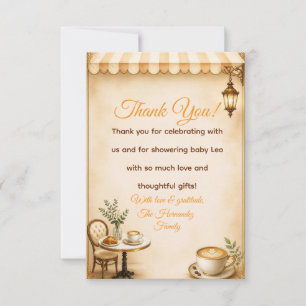 Elegant Café Bébé Baby Shower French Bistro Beige Thank You Card