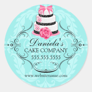 Elegant Cake and Damask Bakery Box Seals