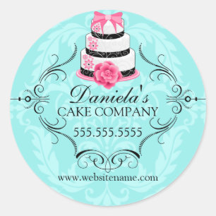 Elegant Cake and Damask Bakery Box Seals