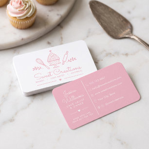 Elegant Cake Artist & Catering Modern Pink Bakery Business Card