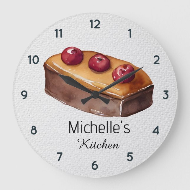 Elegant Cake Baker Pastry Chef Personalised        Large Clock (Front)
