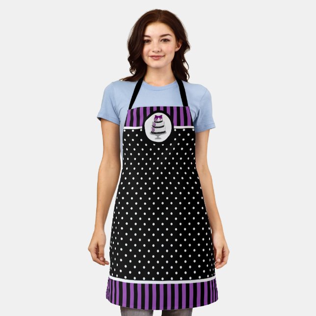 Elegant Cake Baker Polka Dot Apron (Worn)