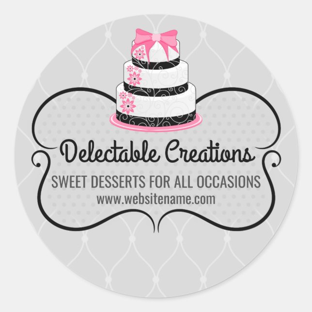 Elegant Cake Bakery Box Seals (Front)